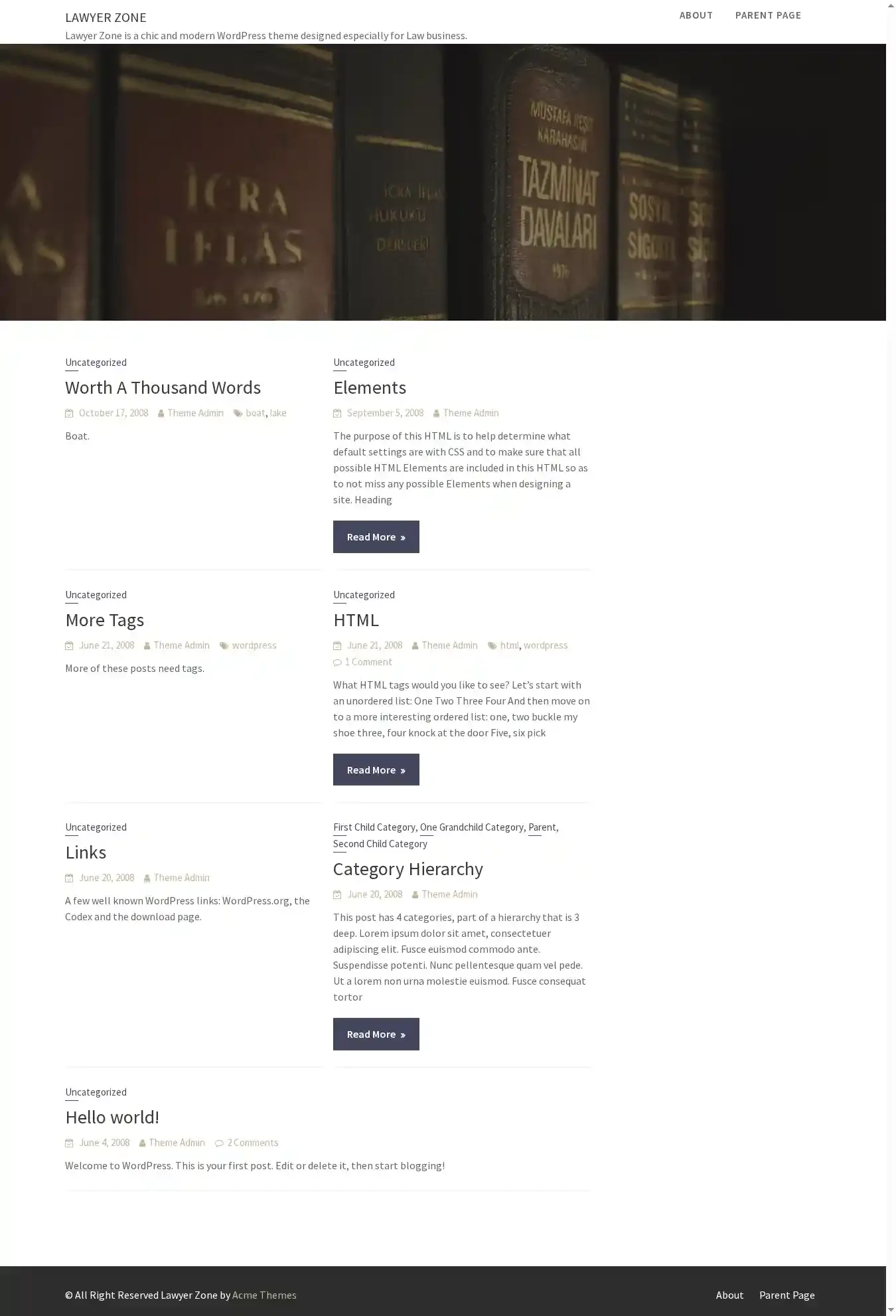 Lawyer Zone home page on desktop
