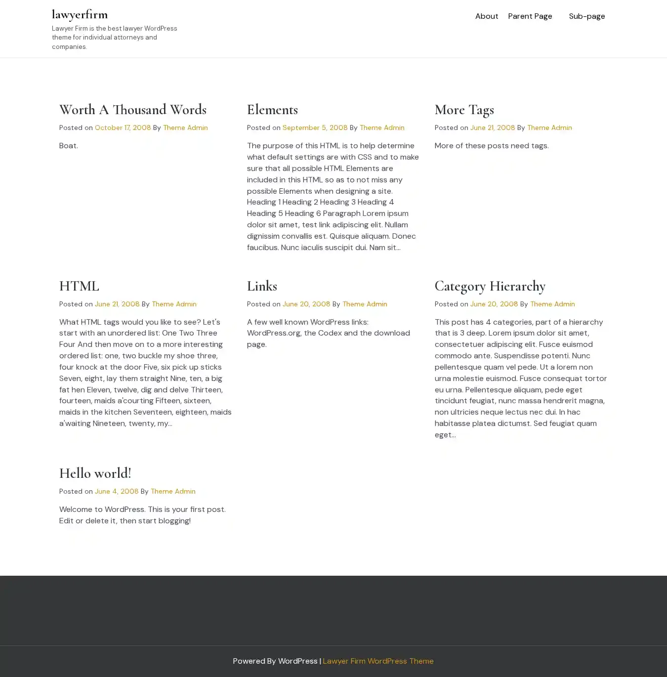 lawyerfirm home page on desktop