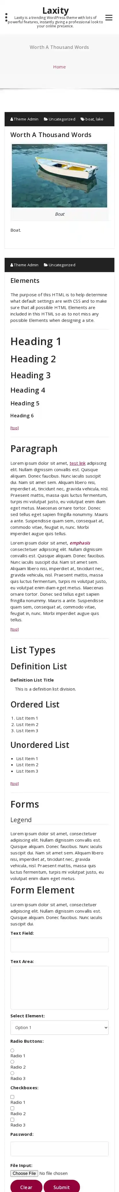 Laxity home page on mobile