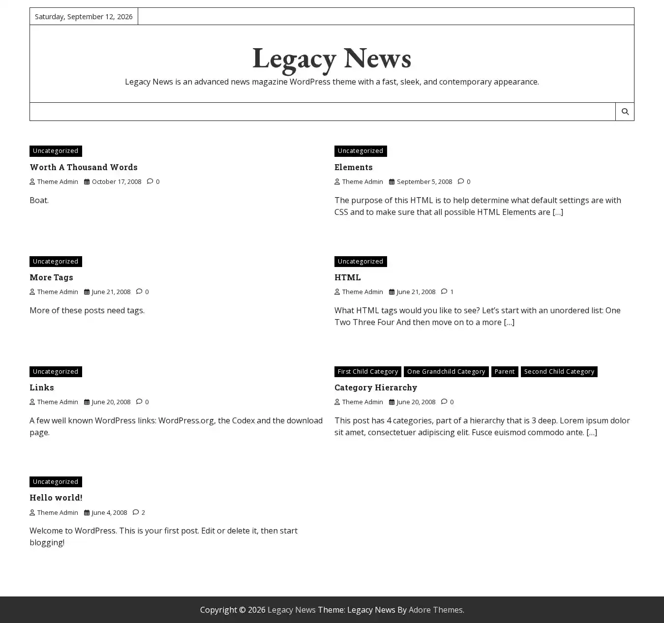 Legacy News home page on desktop