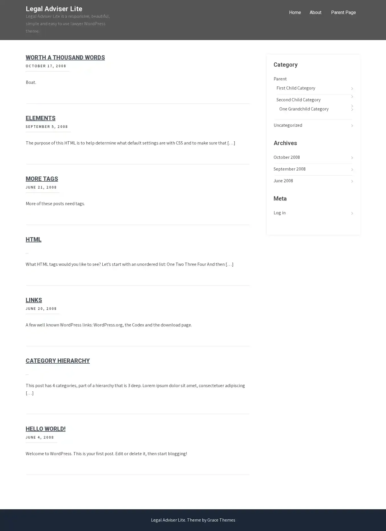 Legal Adviser Lite home page on desktop