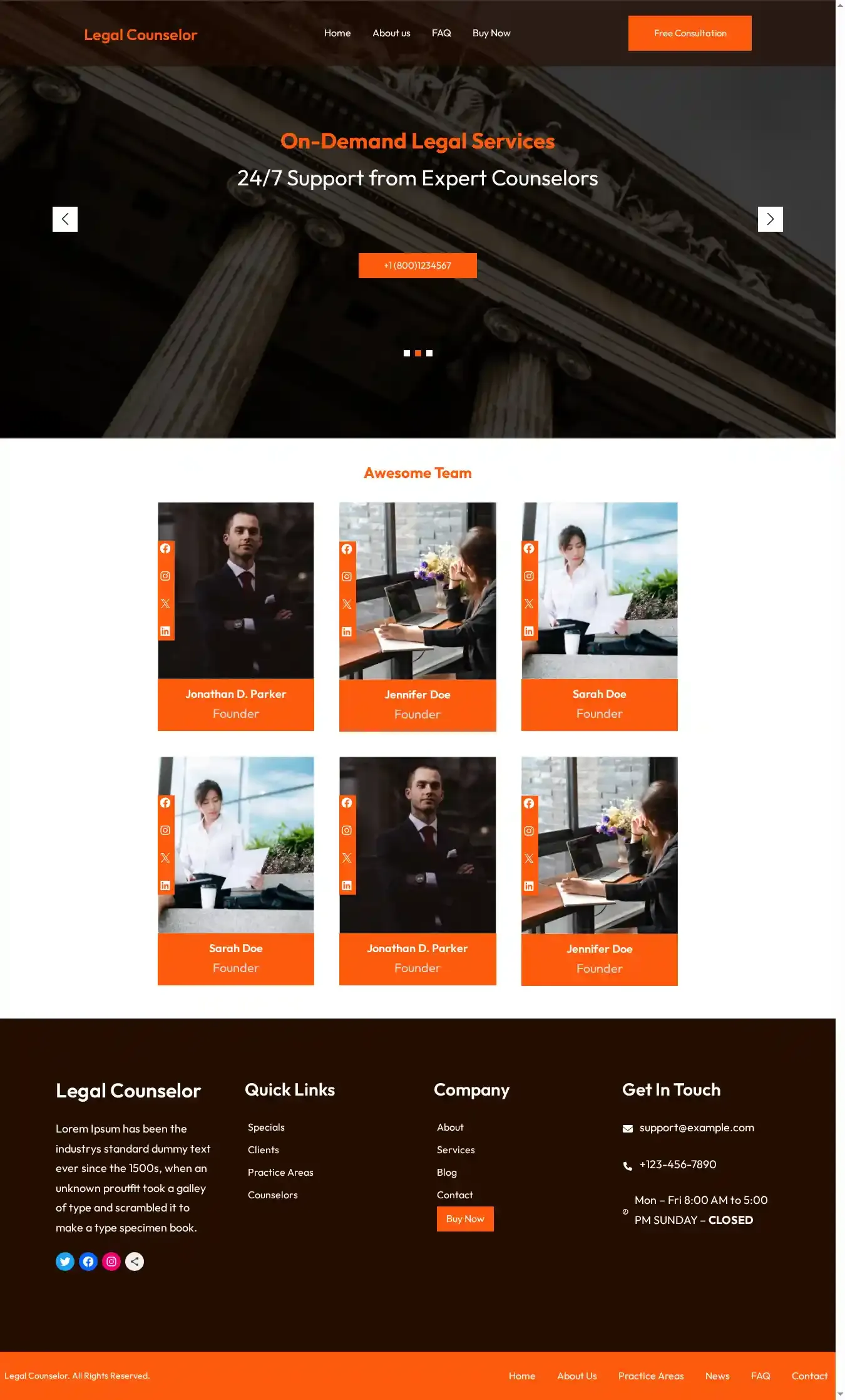 Legal Counselor home page on desktop