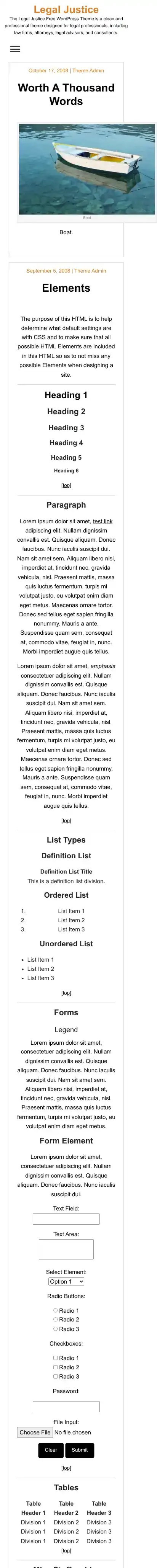 Legal Justice home page on mobile