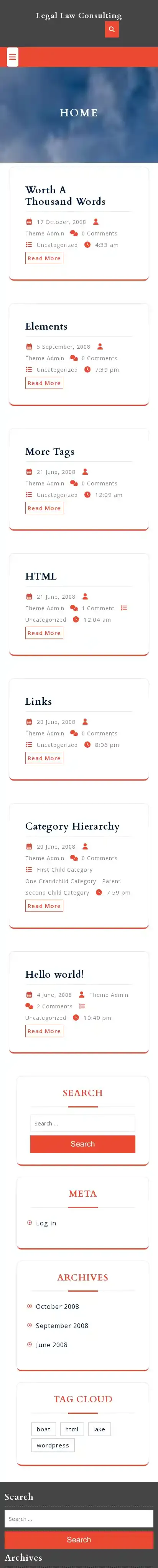 Legal Law Consulting home page on mobile
