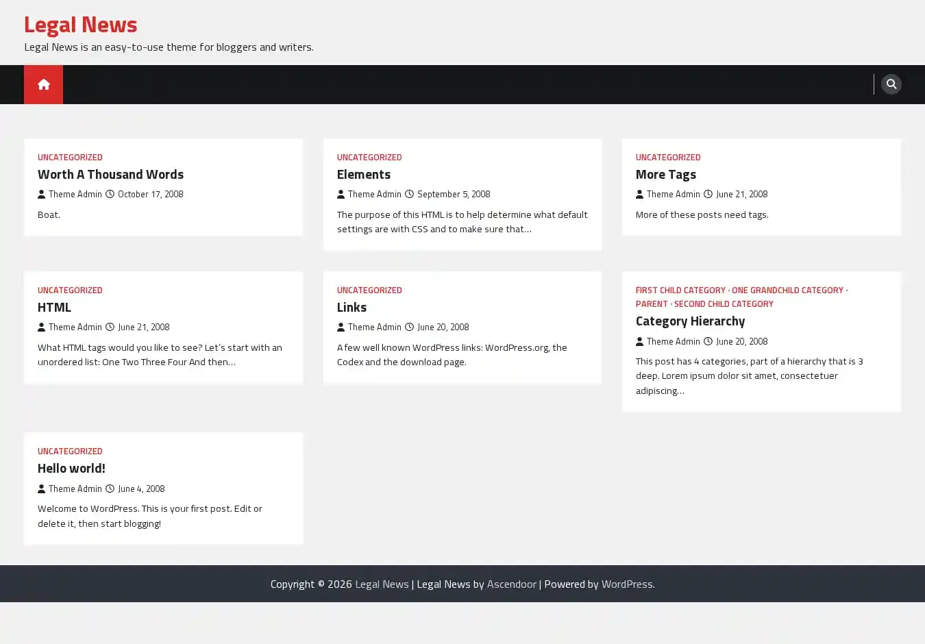 Legal News home page on desktop