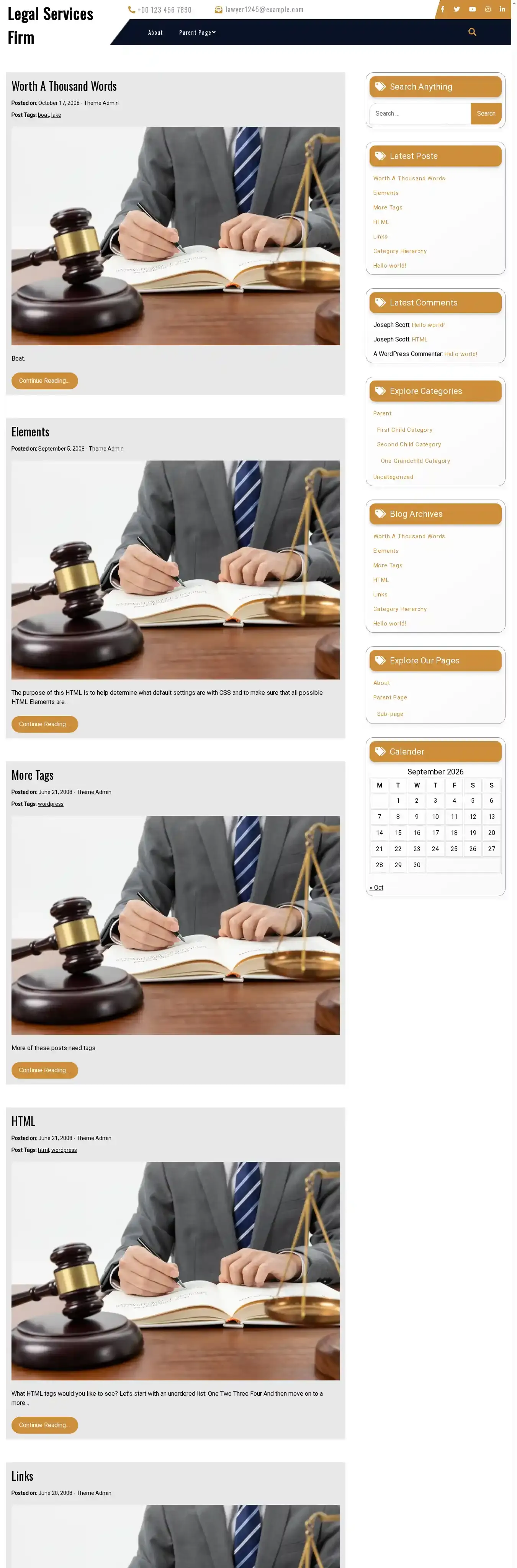 Legal Services Firm home page on desktop