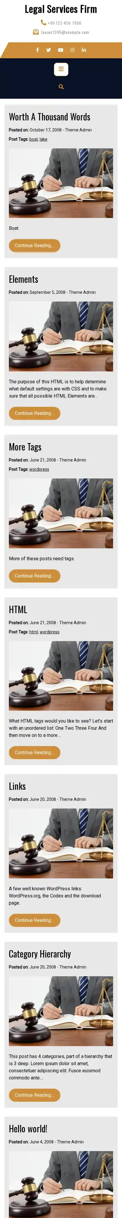 Legal Services Firm home page on mobile