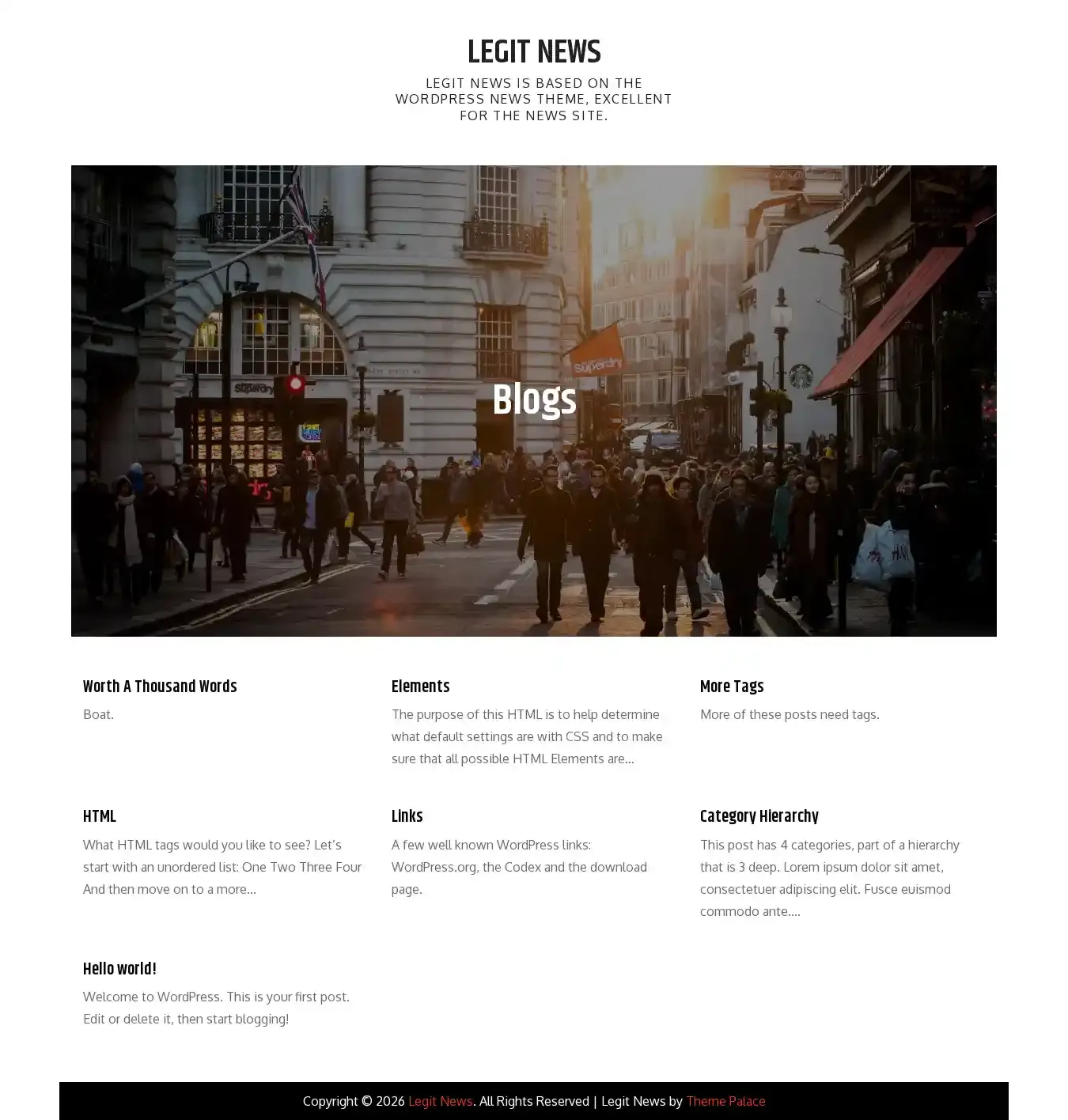 Legit News home page on desktop