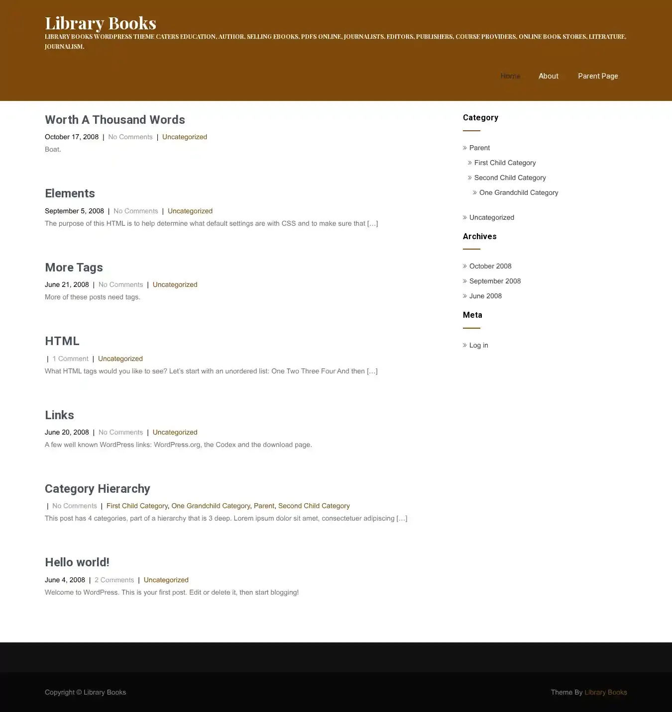 Library Books home page on desktop