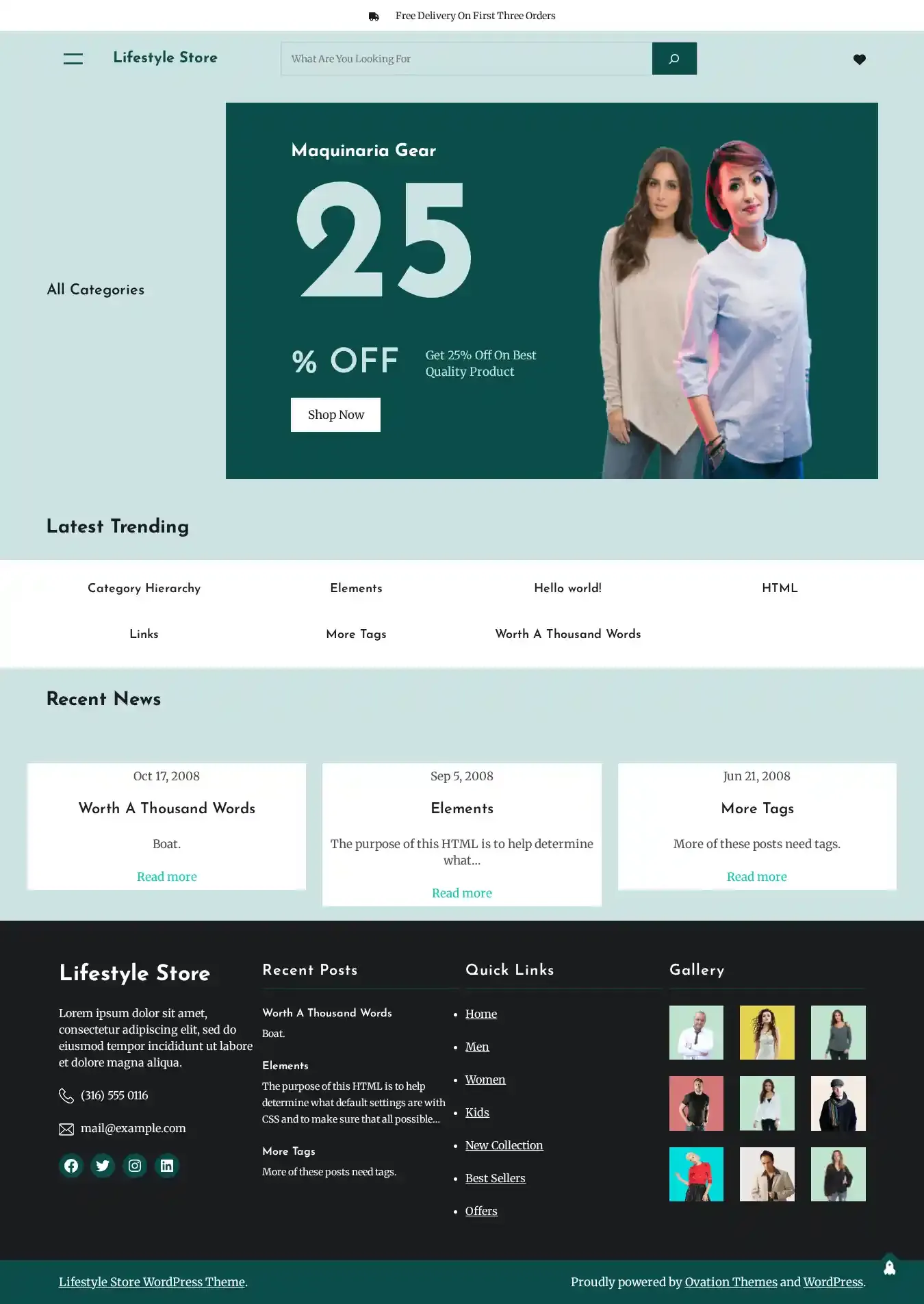 Lifestyle Store home page on desktop