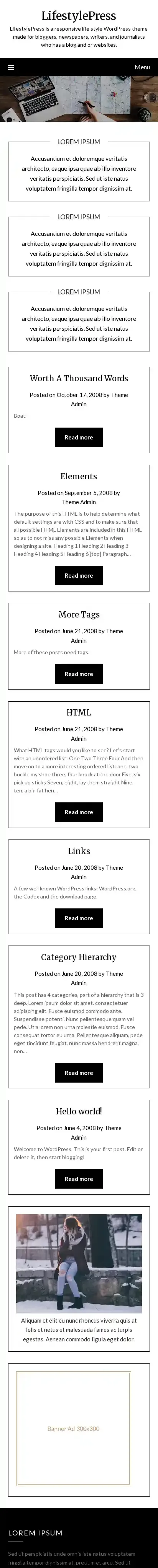 LifestylePress home page on mobile