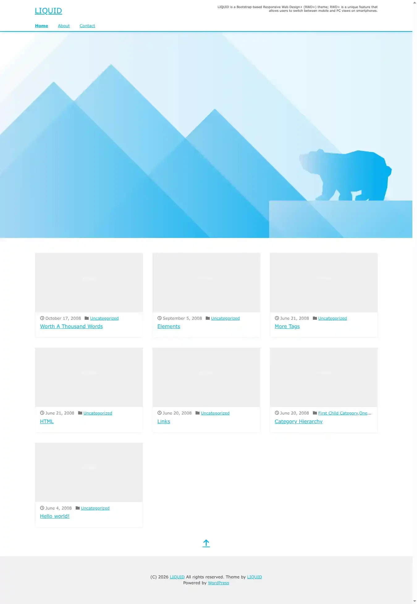 LIQUID home page on desktop