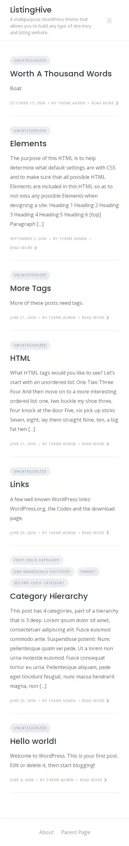 ListingHive home page on mobile
