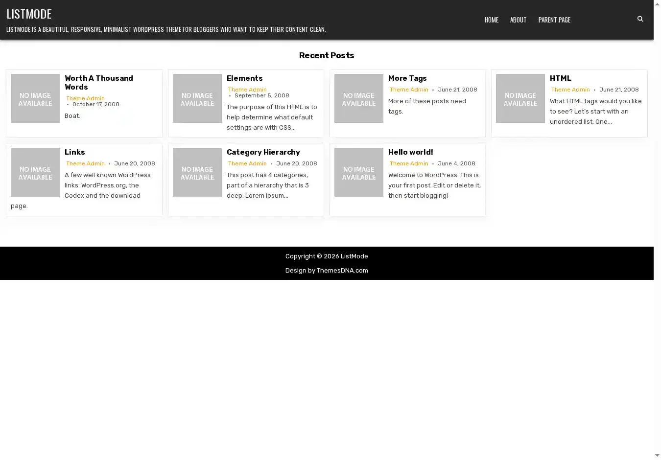 ListMode home page on desktop