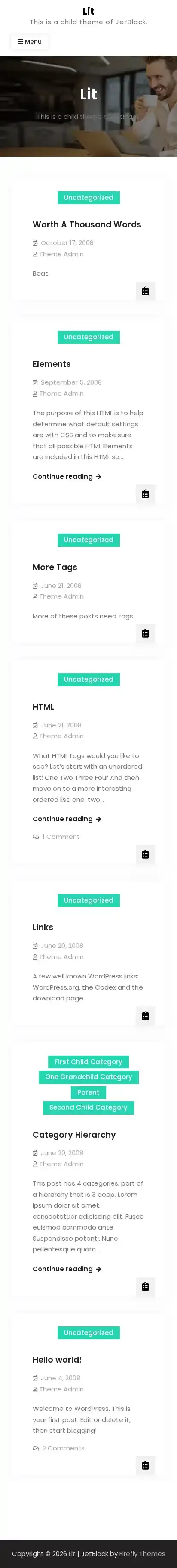 Lit home page on mobile