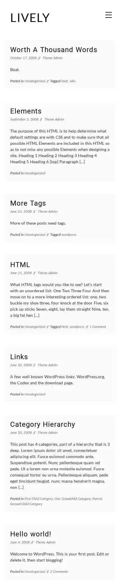 Lively home page on mobile