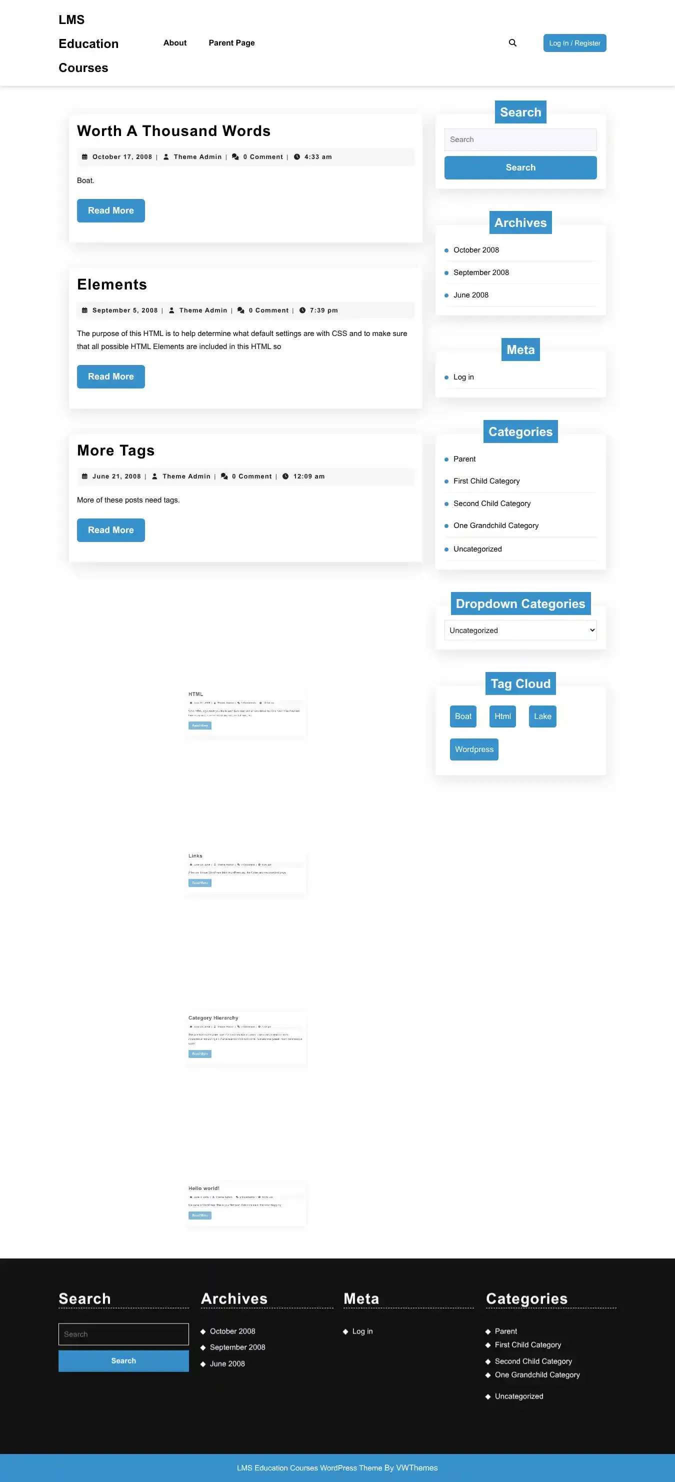 LMS Education Courses home page on desktop