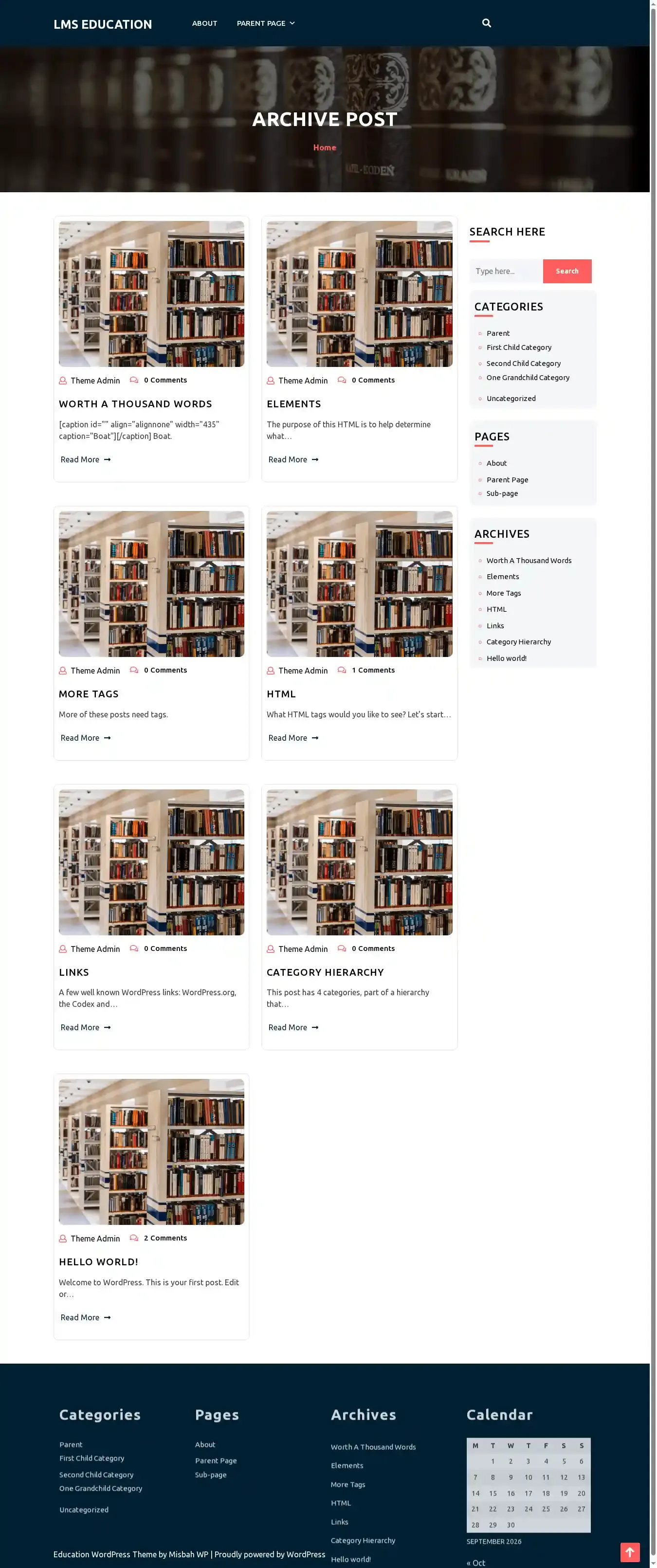 LMS Education home page on desktop
