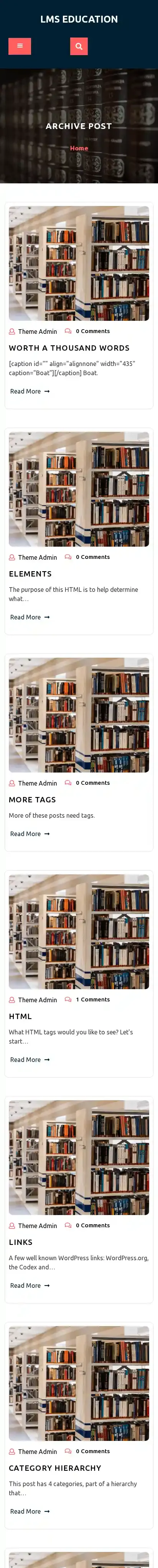 LMS Education home page on mobile