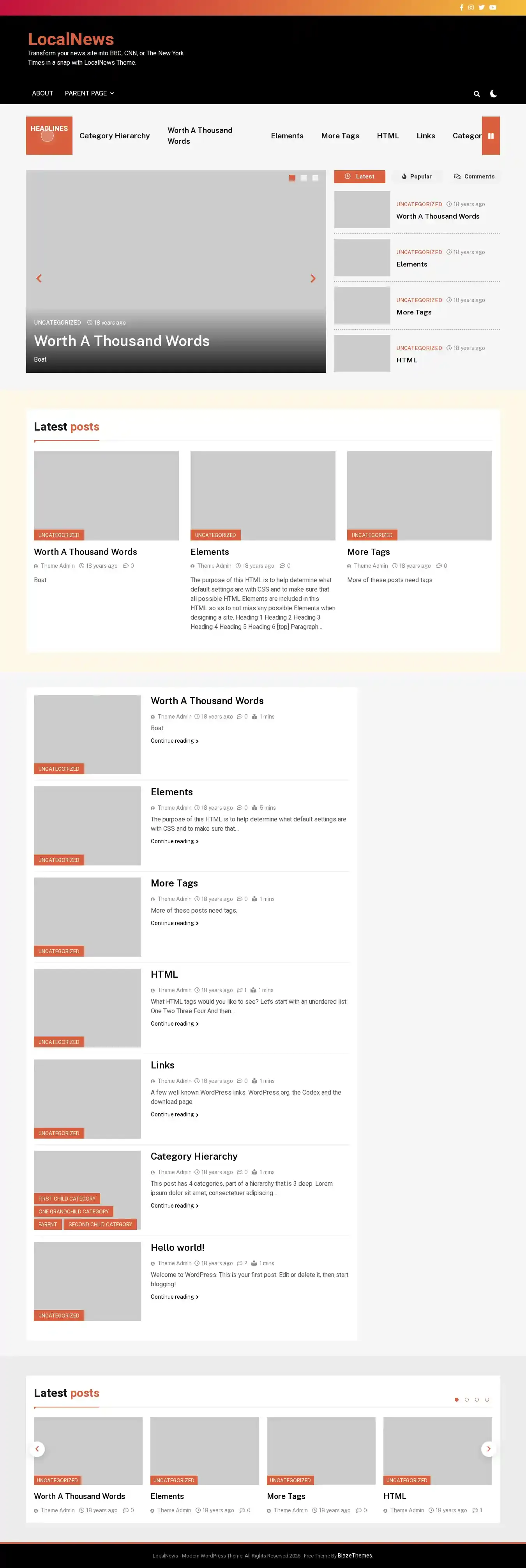 LocalNews home page on desktop