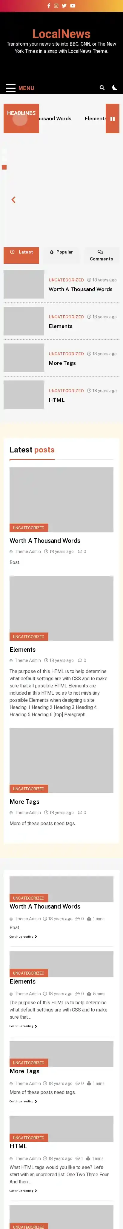 LocalNews home page on mobile
