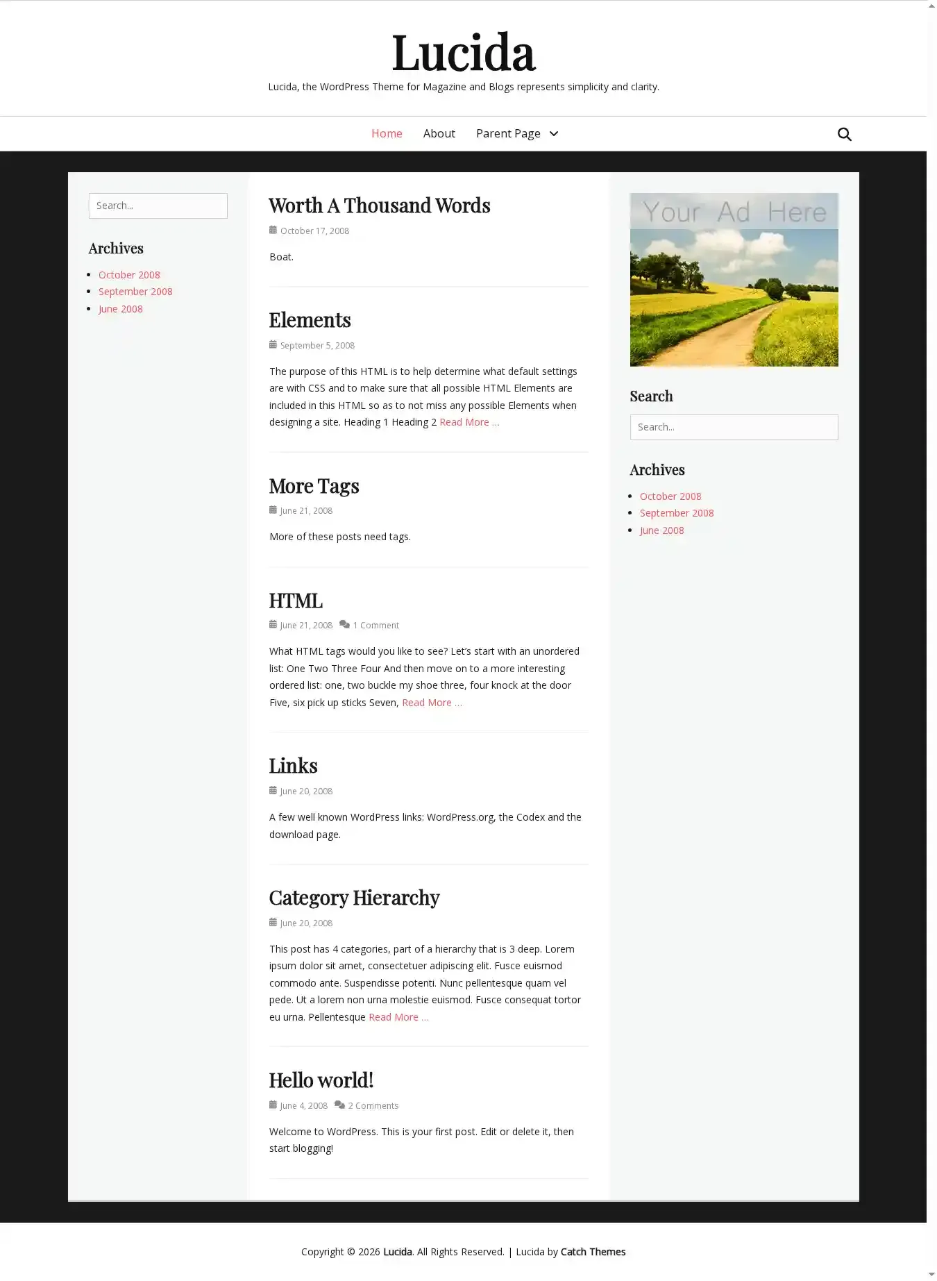 Lucida home page on desktop