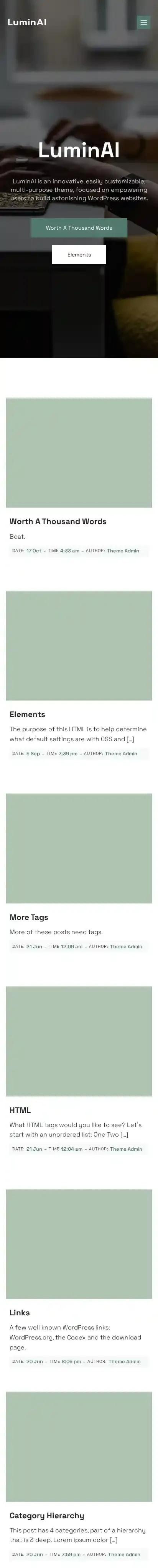 LuminAI home page on mobile
