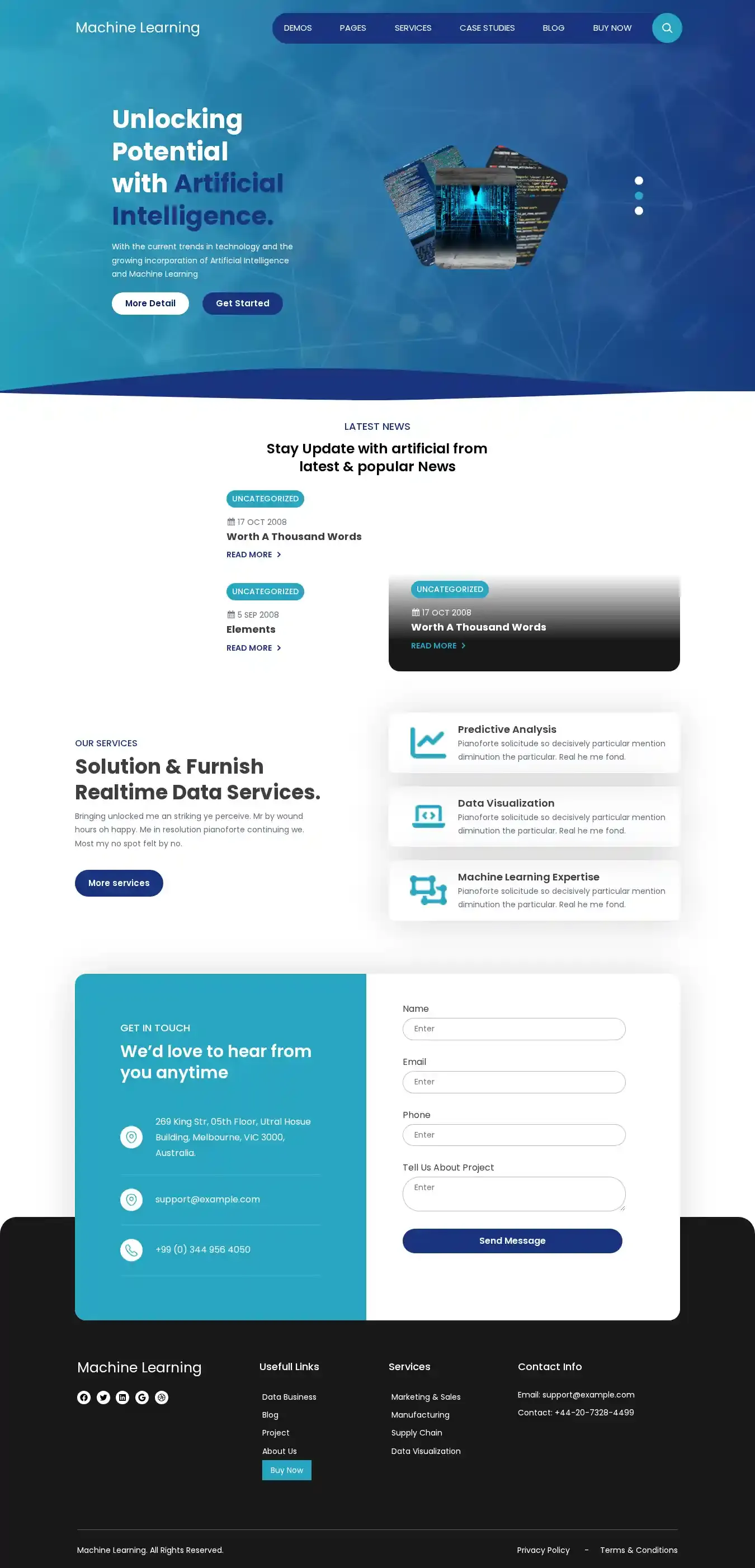 Machine Learning home page on desktop