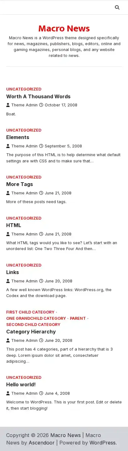 Macro News home page on mobile
