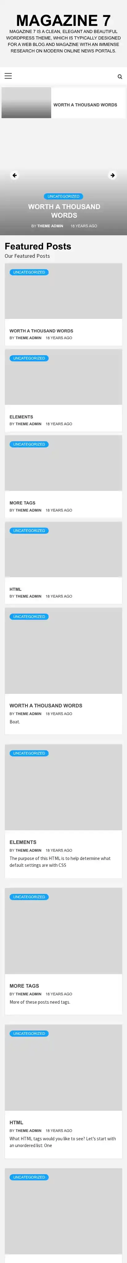 Magazine 7 home page on mobile