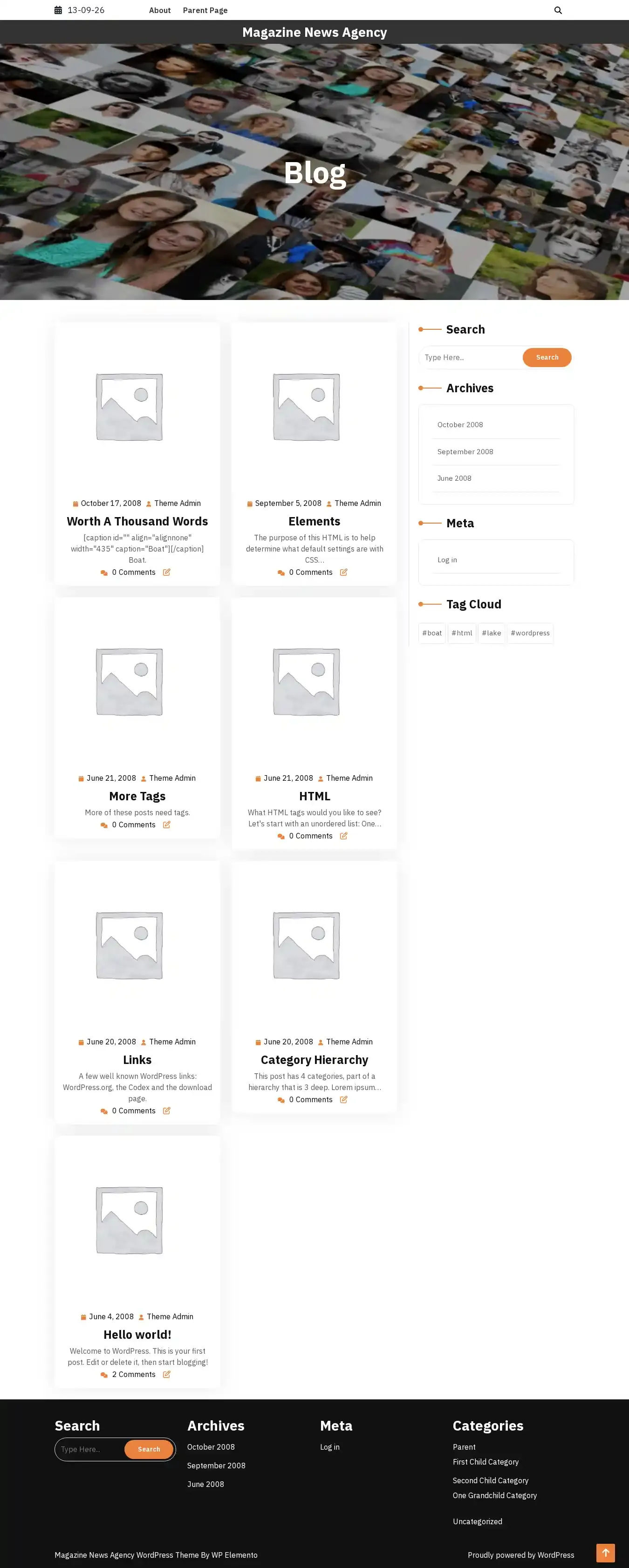 Magazine News Agency home page on desktop