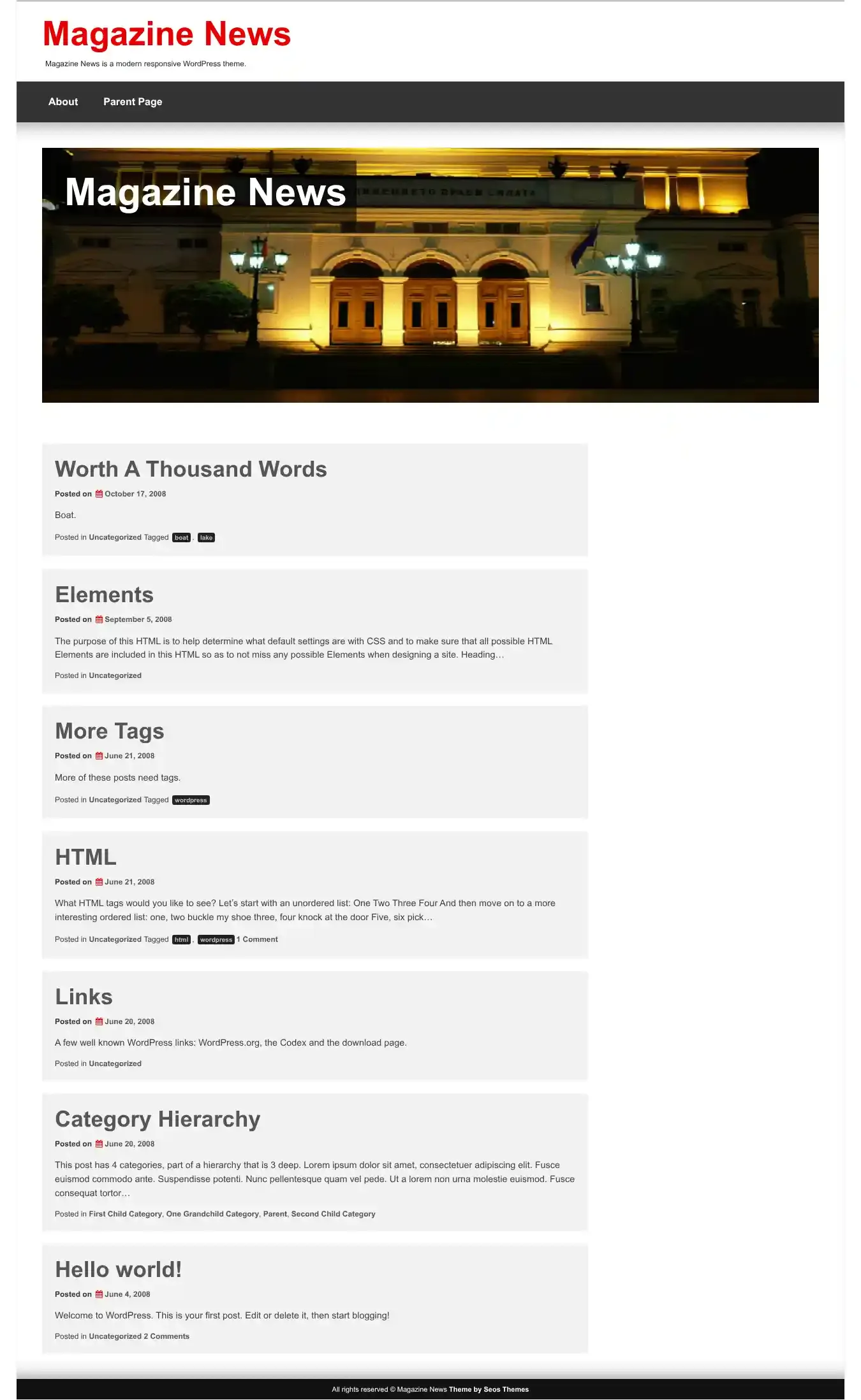 Magazine News home page on desktop