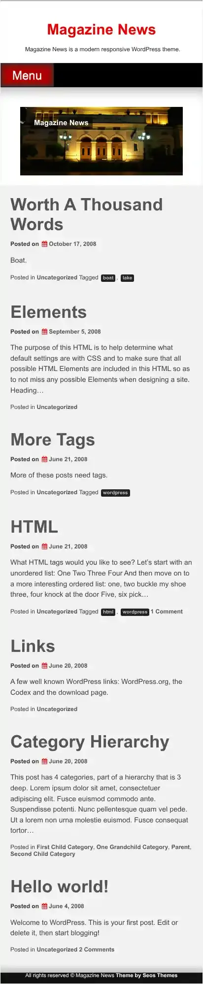 Magazine News home page on mobile