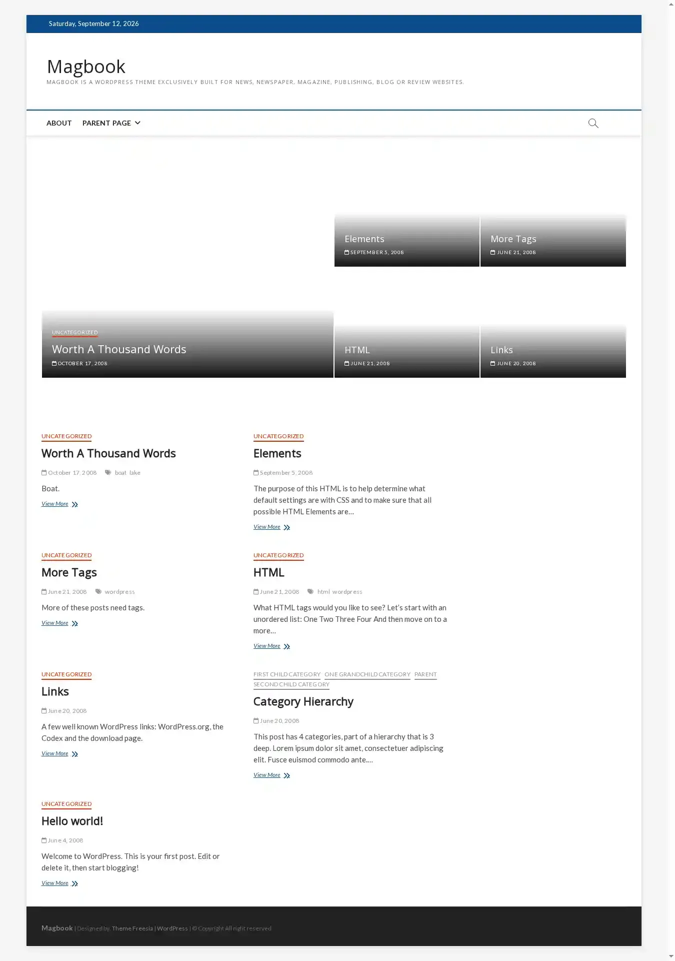 Magbook home page on desktop