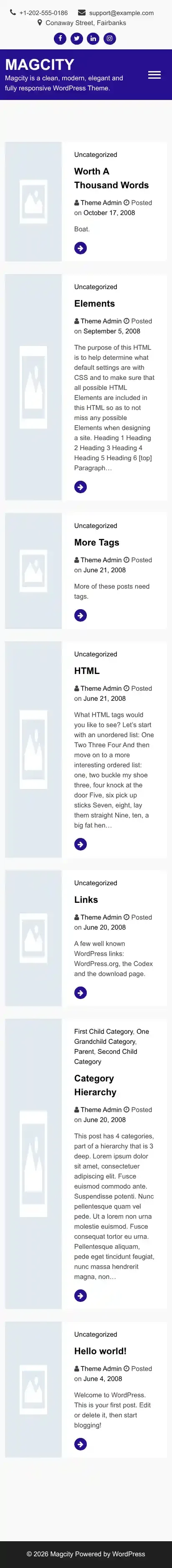 Magcity home page on mobile