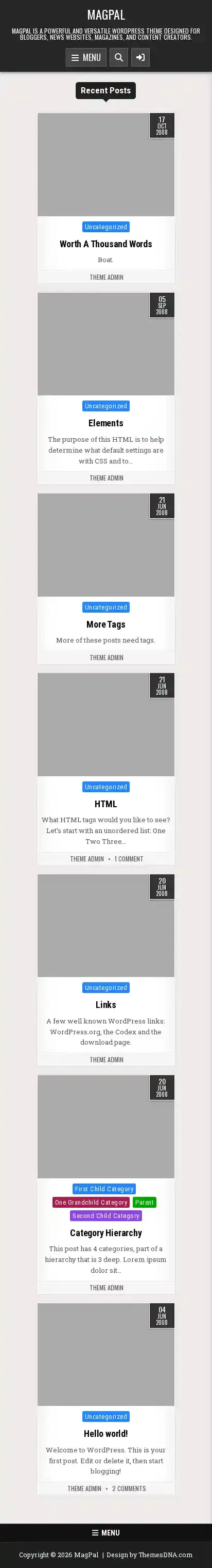MagPal home page on mobile
