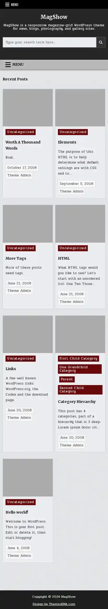 MagShow home page on mobile