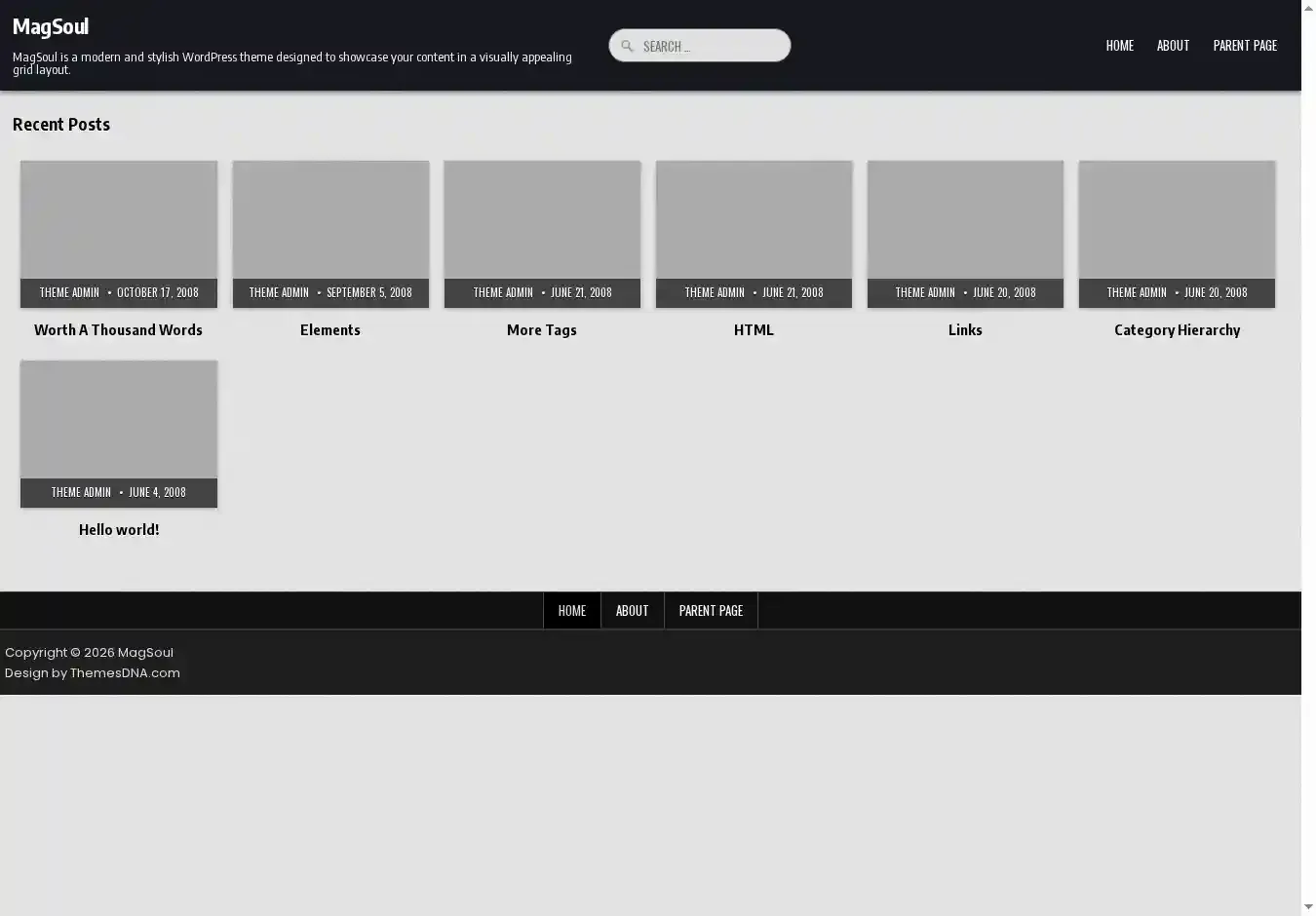 MagSoul home page on desktop
