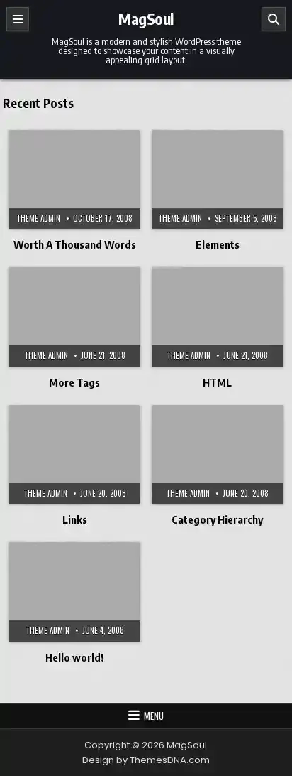 MagSoul home page on mobile