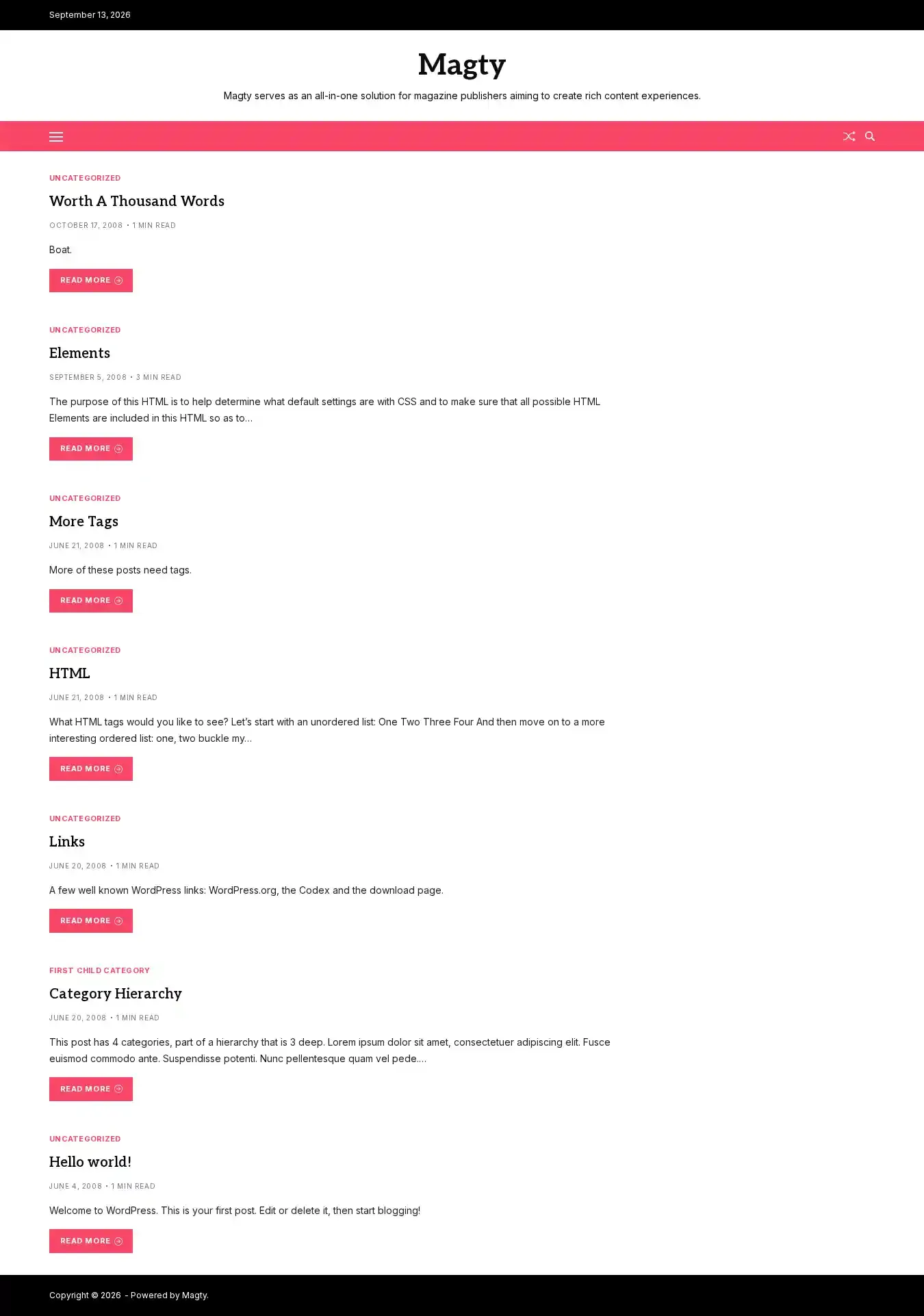 Magty home page on desktop