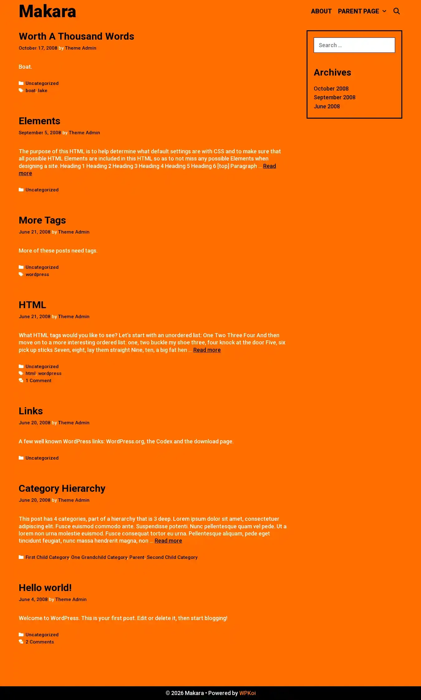 Makara home page on desktop