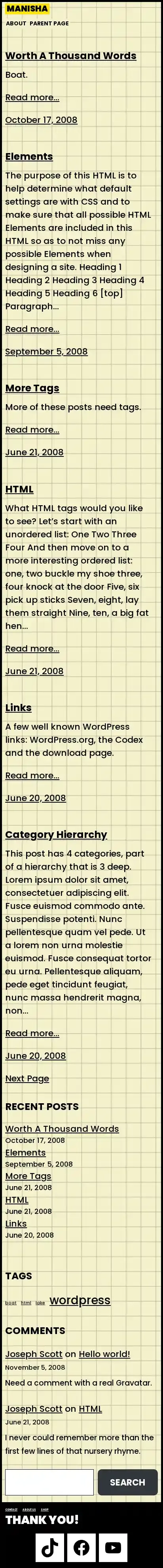 Manisha home page on mobile