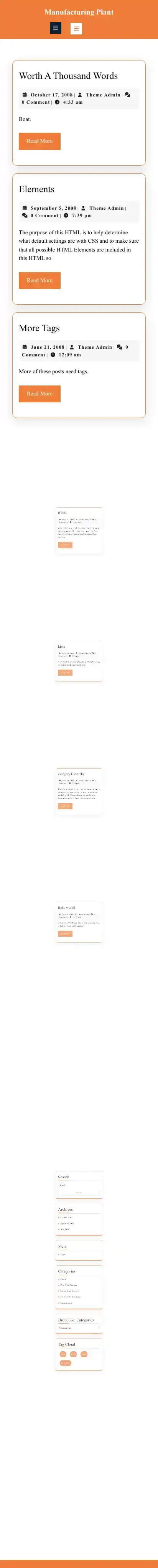 Manufacturing Plant home page on mobile