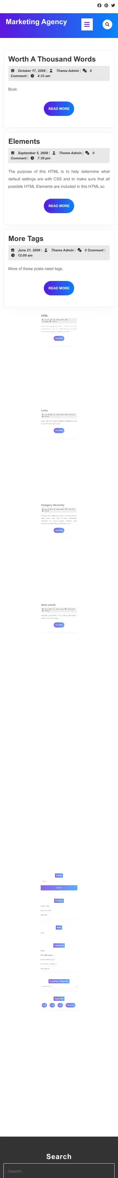 Marketing Agency home page on mobile