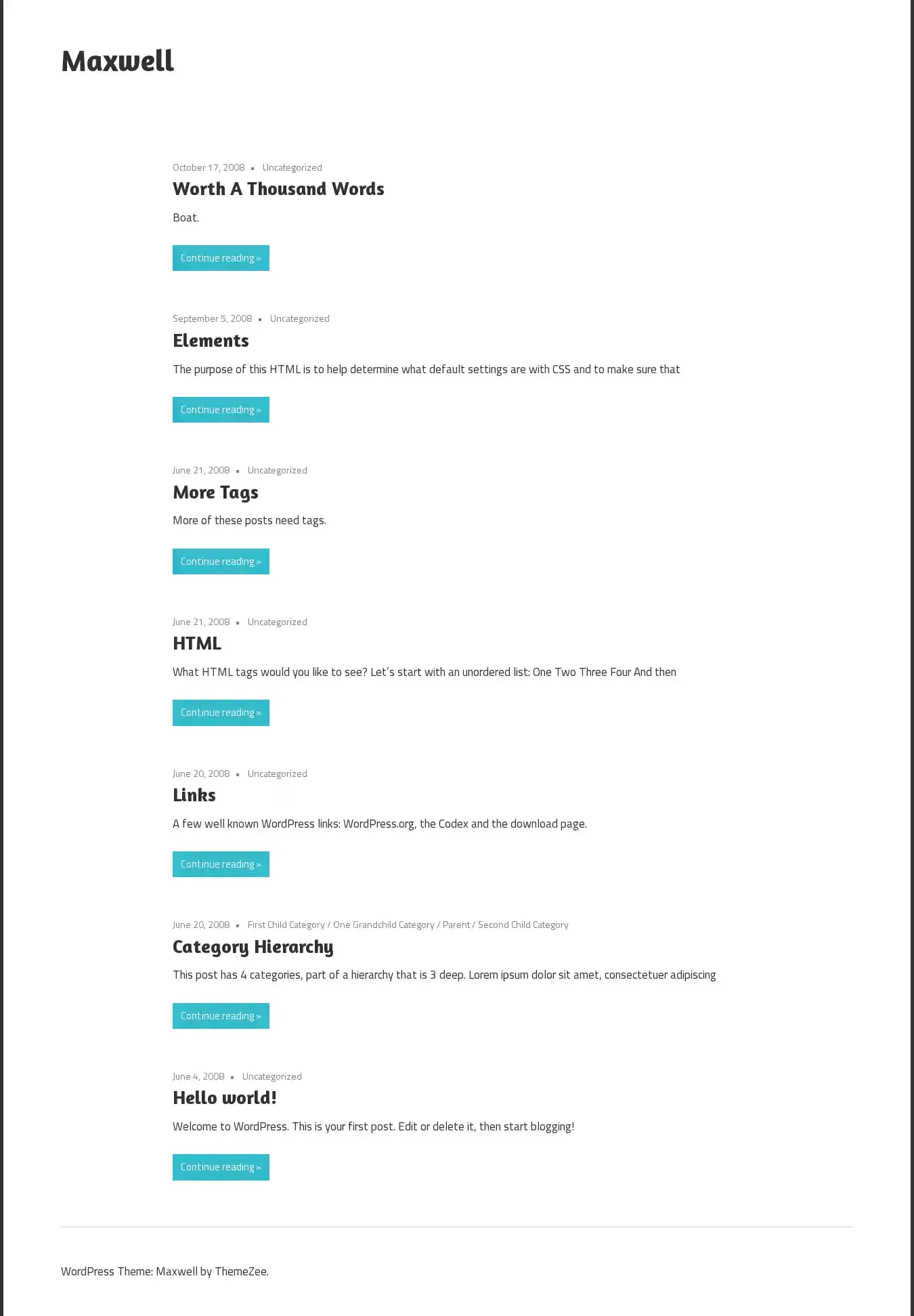 Maxwell home page on desktop