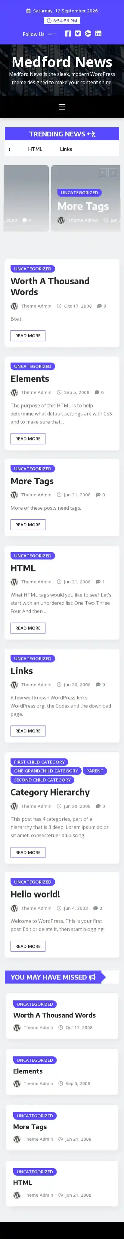 Medford News home page on mobile