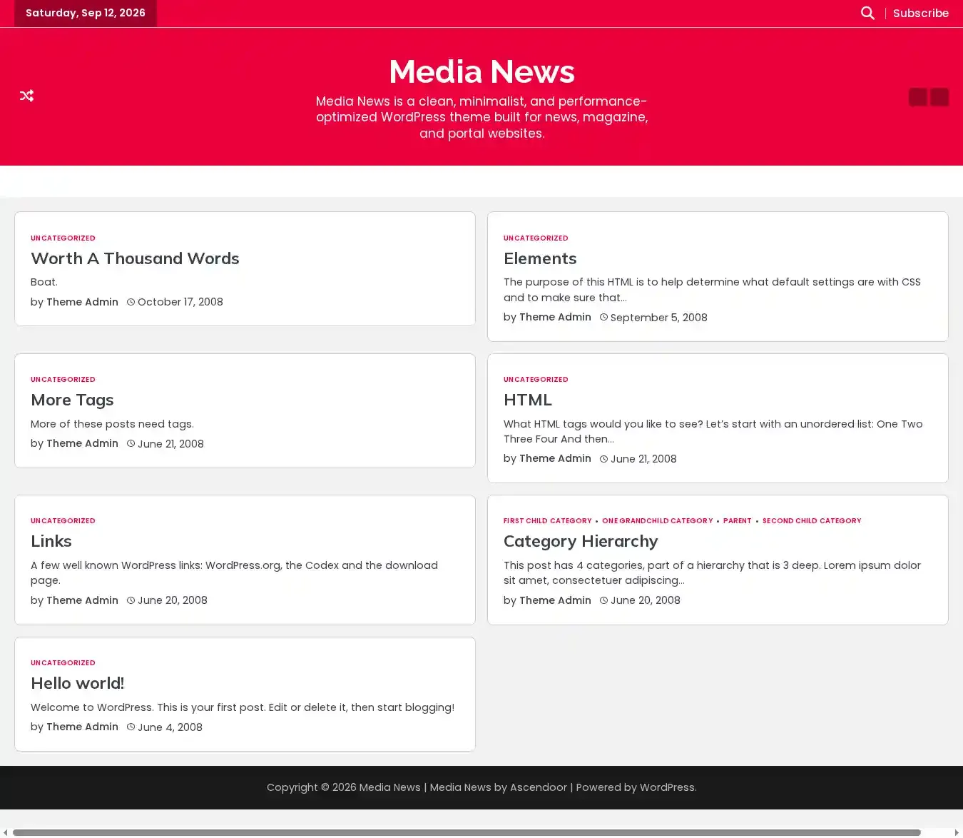 Media News home page on desktop