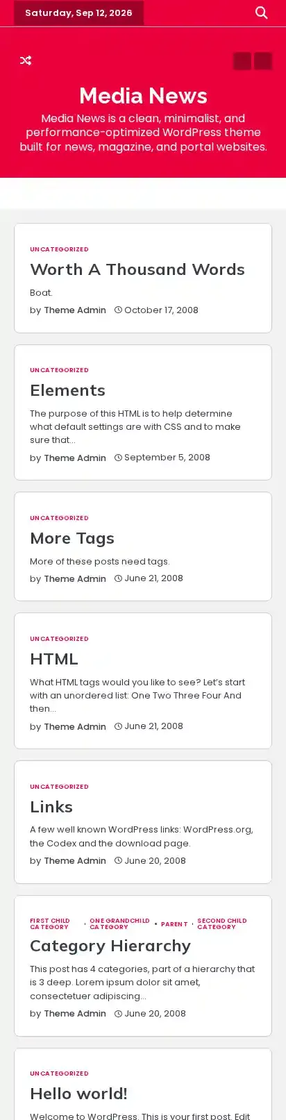 Media News home page on mobile