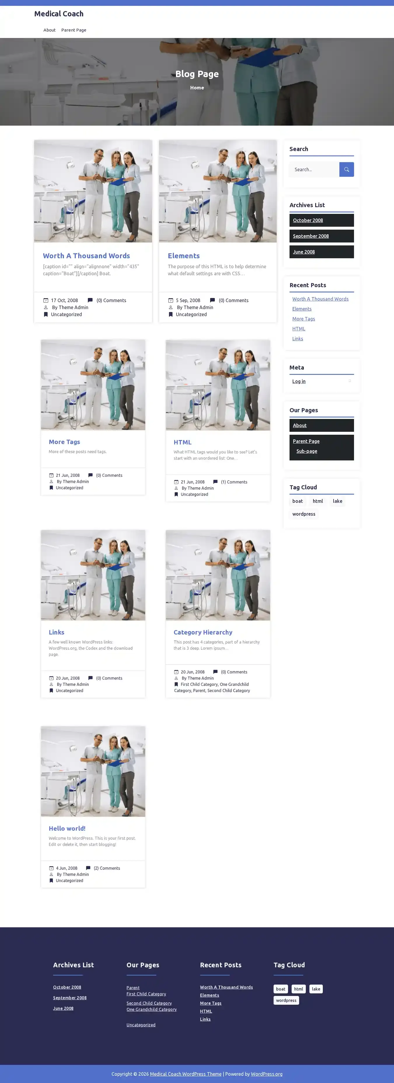 Medical Coach home page on desktop