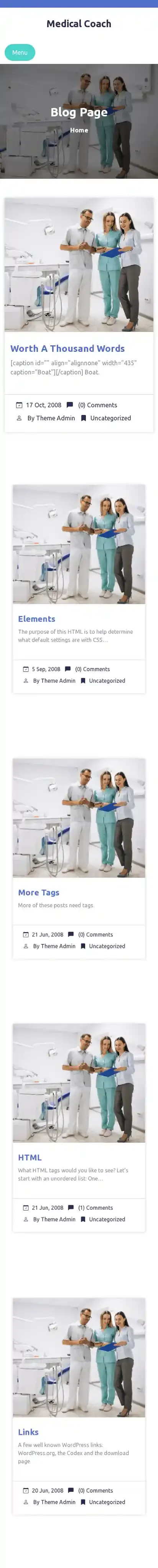 Medical Coach home page on mobile